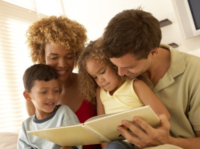 Family reading together